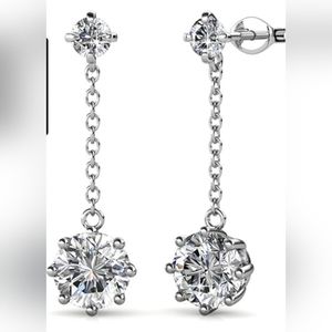 Cate & Chloe Jessie Lively 18K White Gold Plated Earrings with Crystals, BNIB